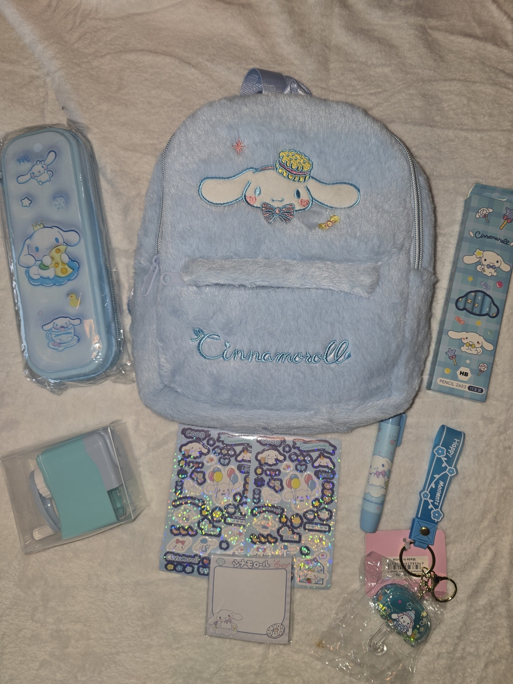 Sanrio Cinnamoroll Light Blue Kids Backpack and Stationery Set